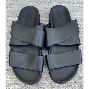 Bruno Magli Men's Sicily Black Leather Strap Slide Sandals Men's Size 13 US NEW